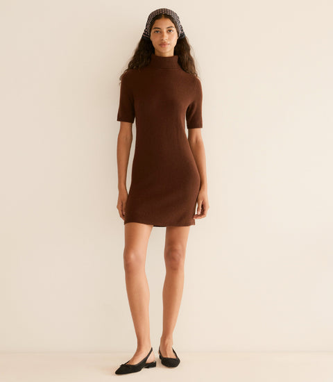 AGATHE CASHMERE DRESS -- DARK UMBER