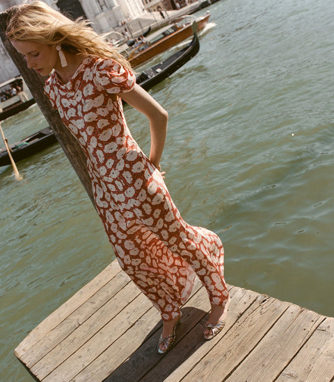 ALNA DRESS -- ROUGE FLEURS D'ANEMONE