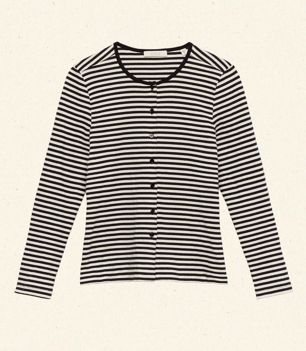 AMELIE TEE -- BLACK NANTUCKET STRIPE
