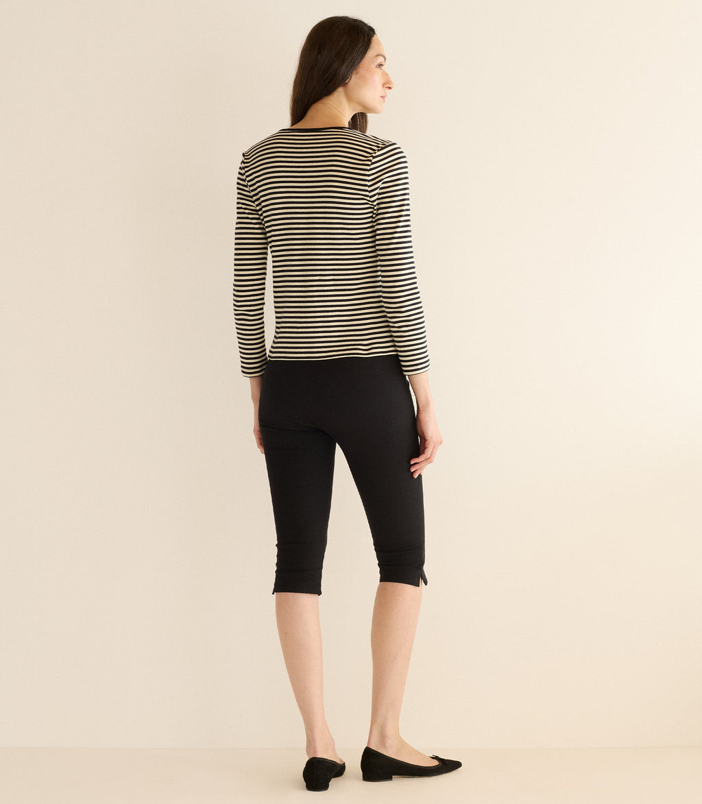 AMELIE TEE -- BLACK NANTUCKET STRIPE