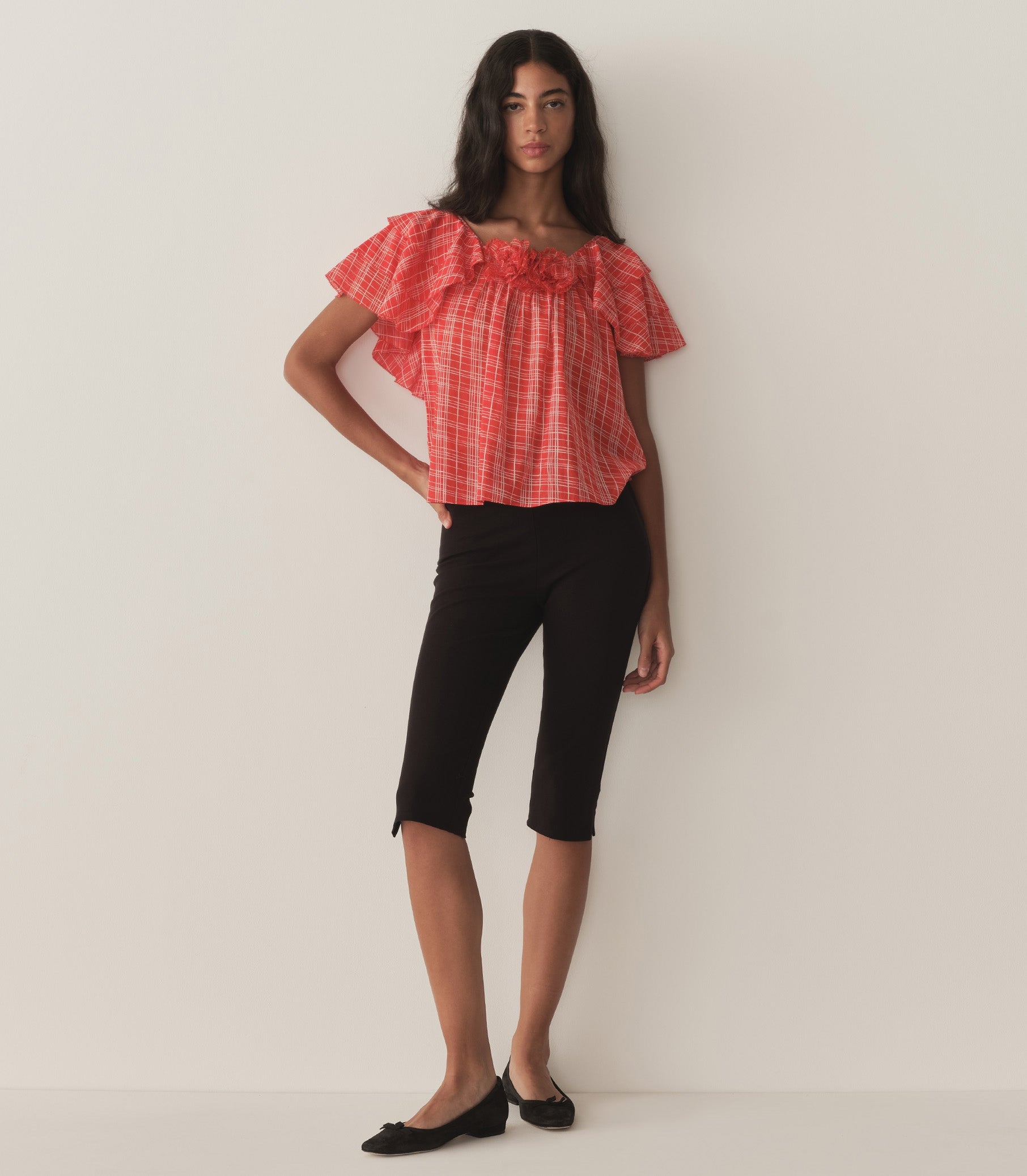 ANALICIA TOP -- SYLVIE PLAID