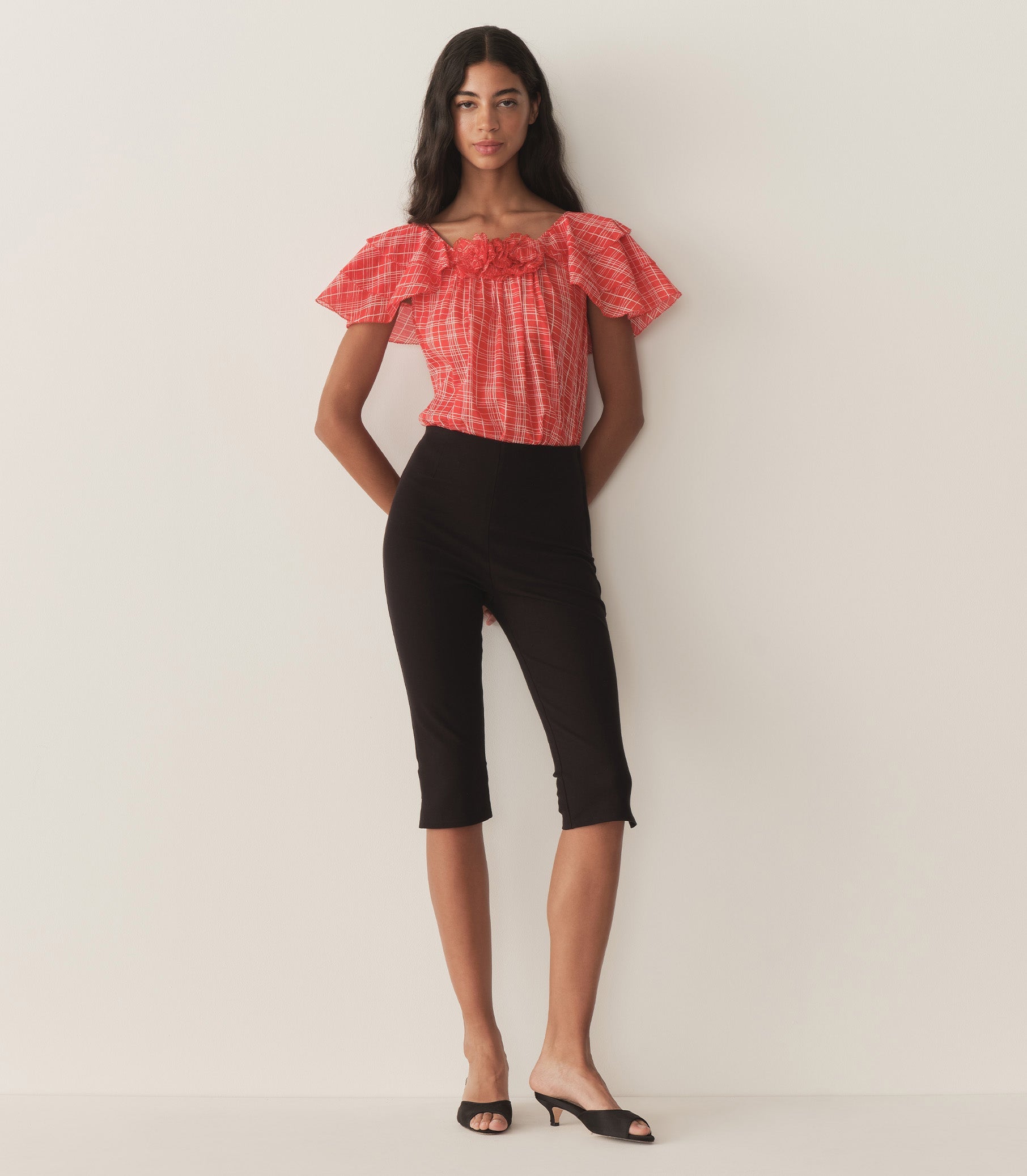 ANALICIA TOP -- SYLVIE PLAID