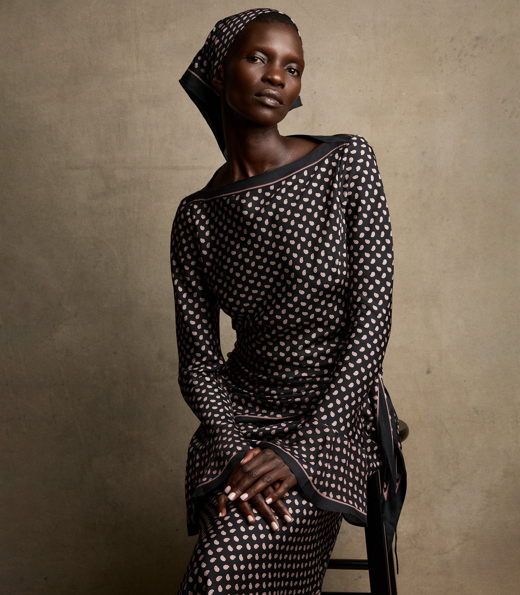 DAVINA DRESS -- CARDINALE FOULARD