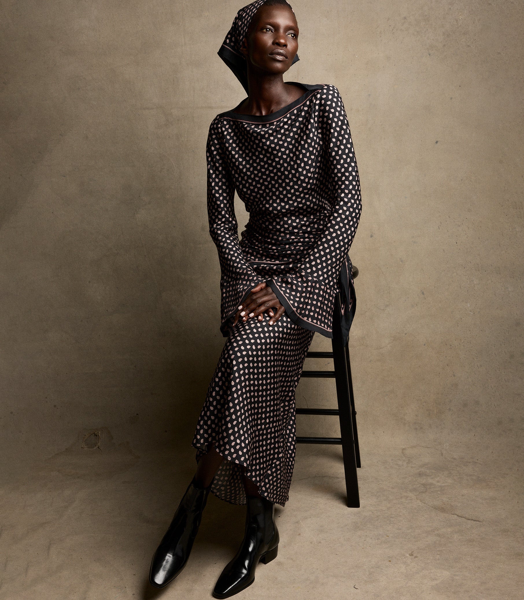 DAVINA DRESS -- CARDINALE FOULARD