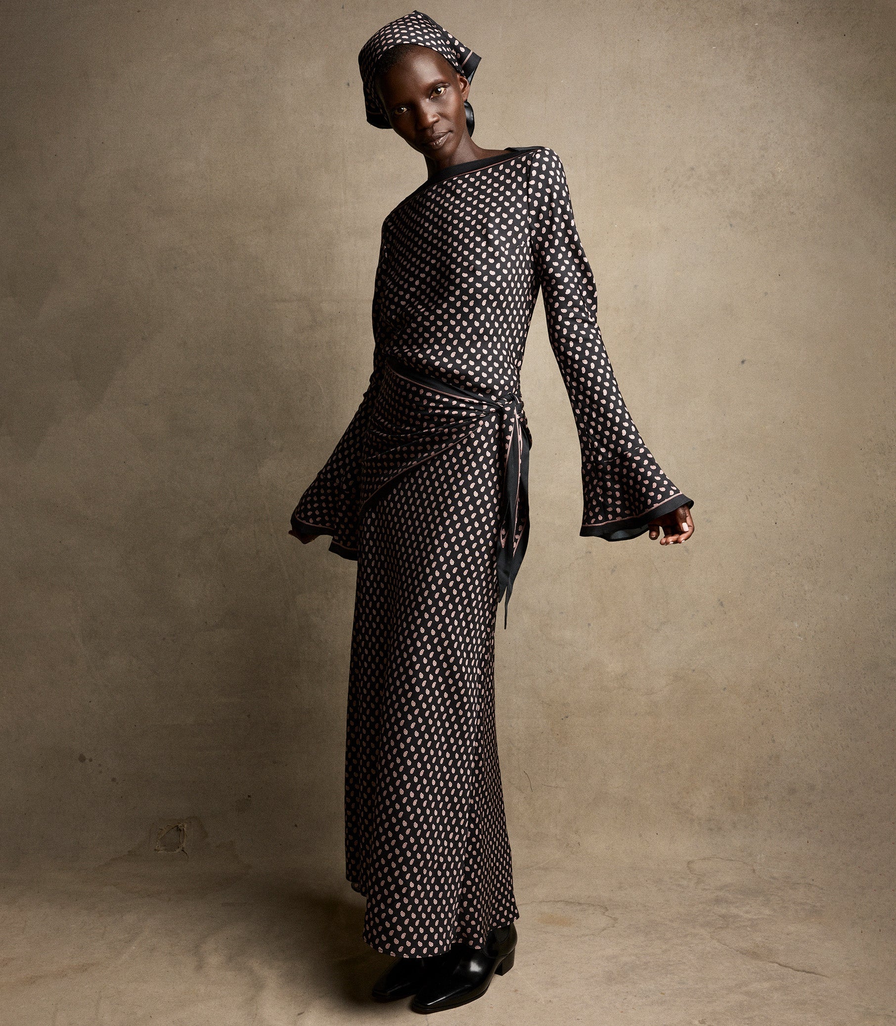 DAVINA DRESS -- CARDINALE FOULARD