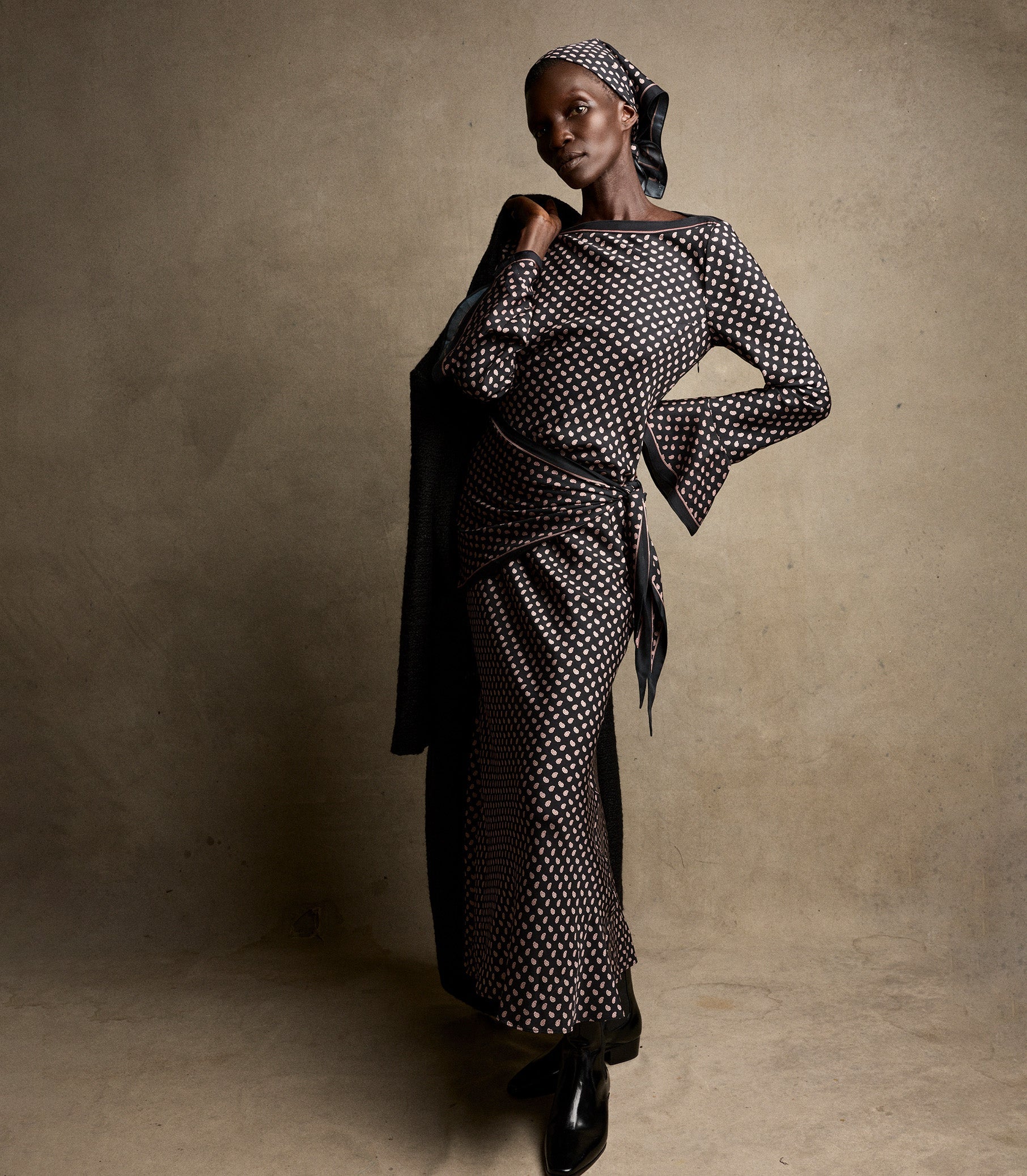 DAVINA DRESS -- CARDINALE FOULARD