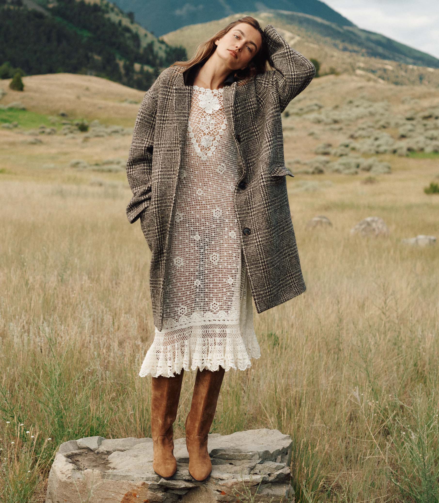 DOVER COAT -- LASCELLE HOUNDSTOOTH CHECK