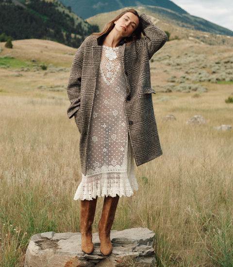 DOVER COAT -- LASCELLE HOUNDSTOOTH CHECK