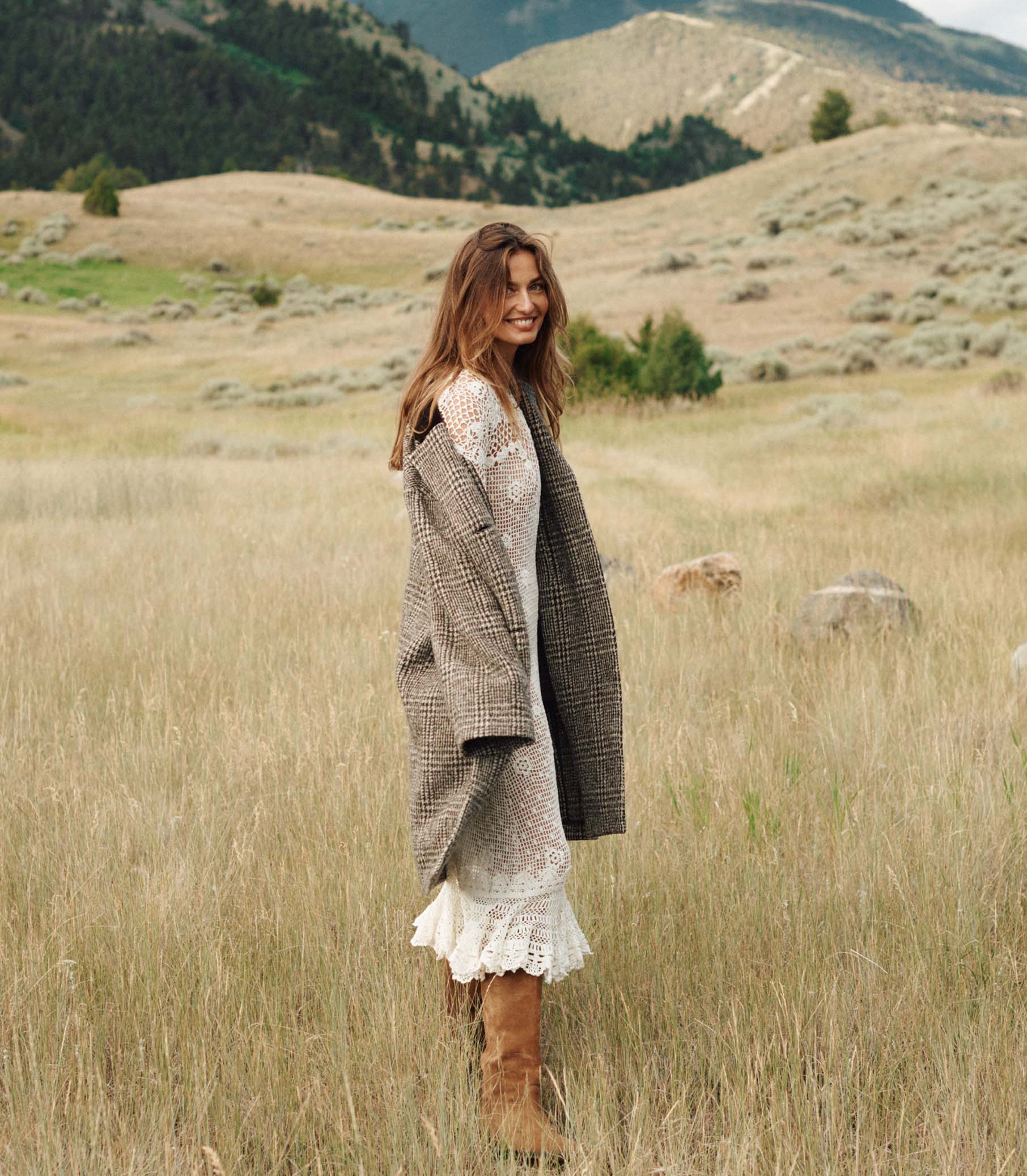 DOVER COAT -- LASCELLE HOUNDSTOOTH CHECK