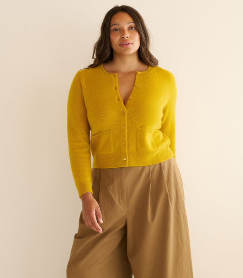 FREYA CASHMERE CARDIGAN -- CITRINE