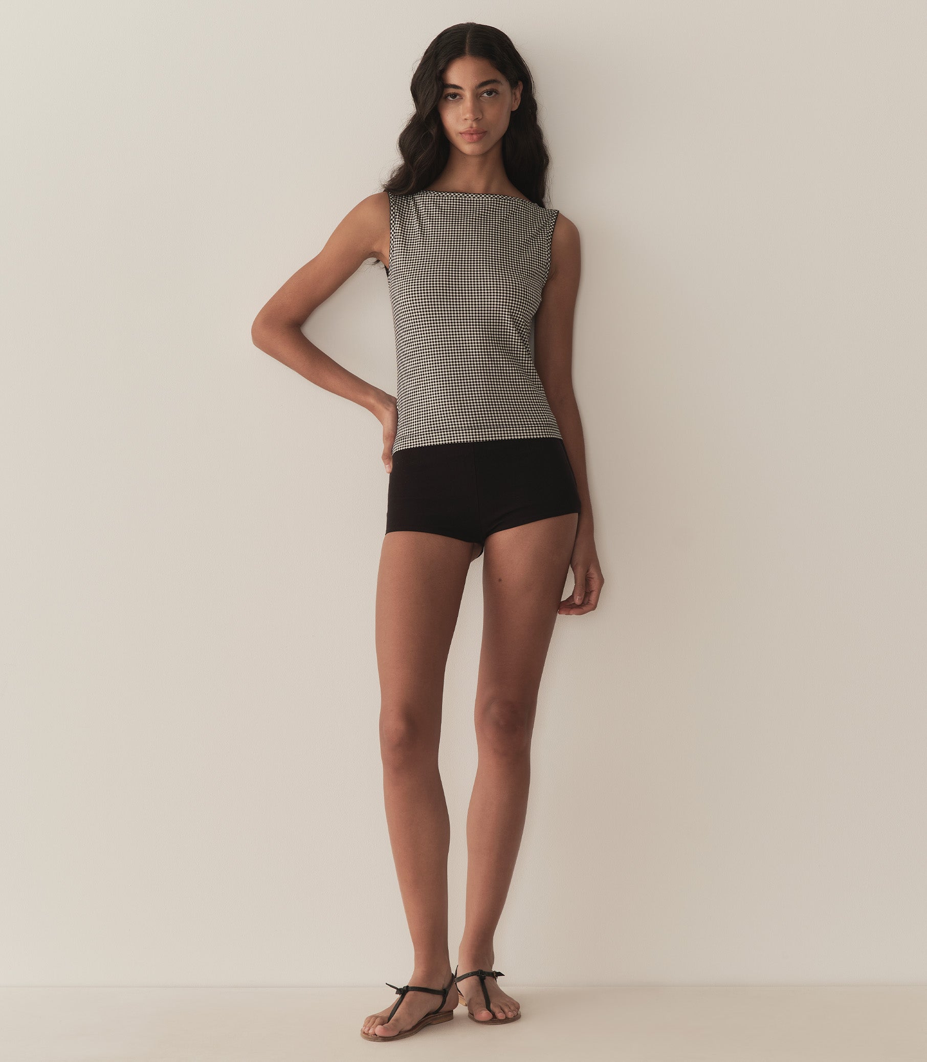 IDA TANK -- NOIR LA MADDALENA GINGHAM