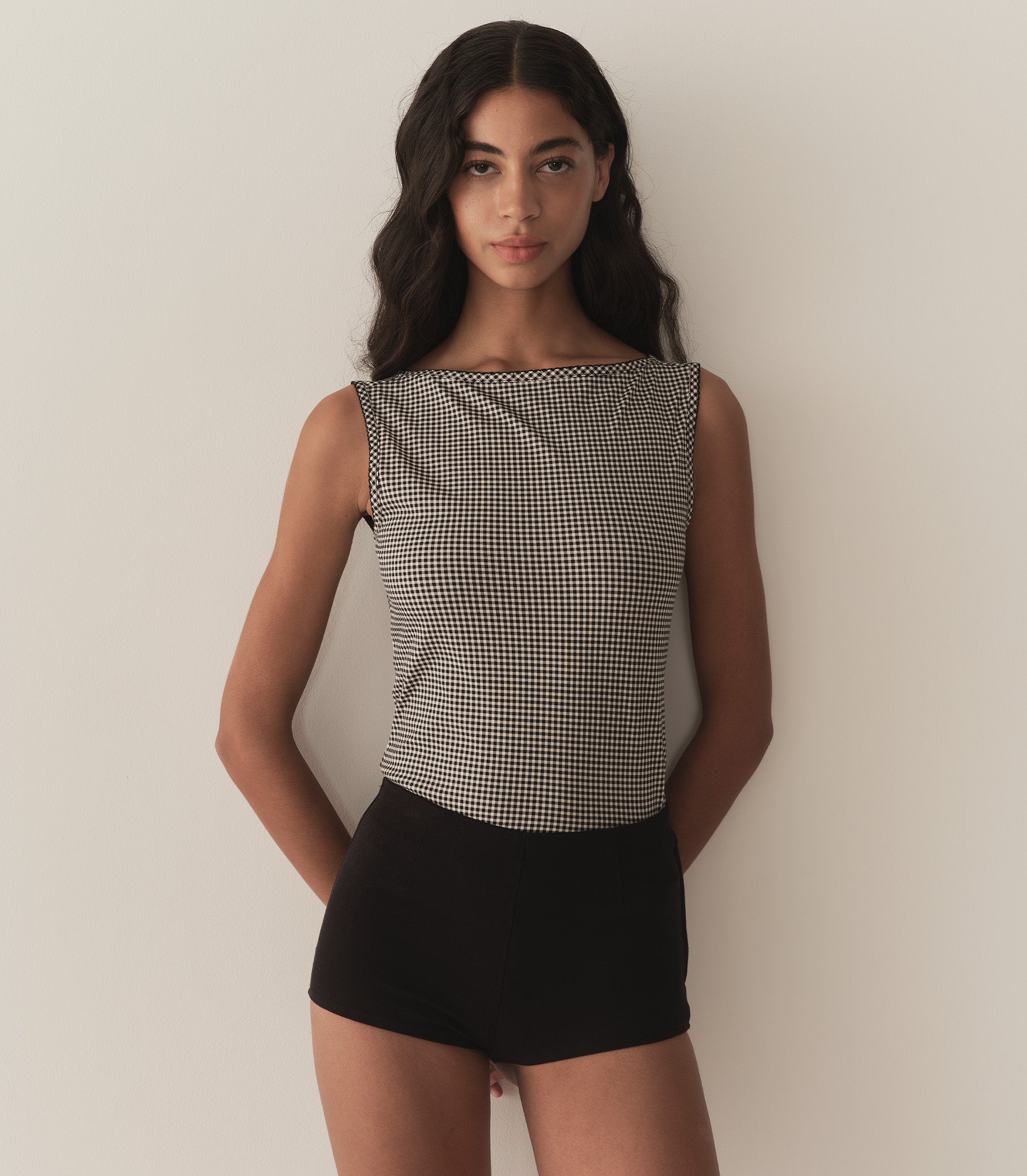 IDA TANK -- NOIR LA MADDALENA GINGHAM