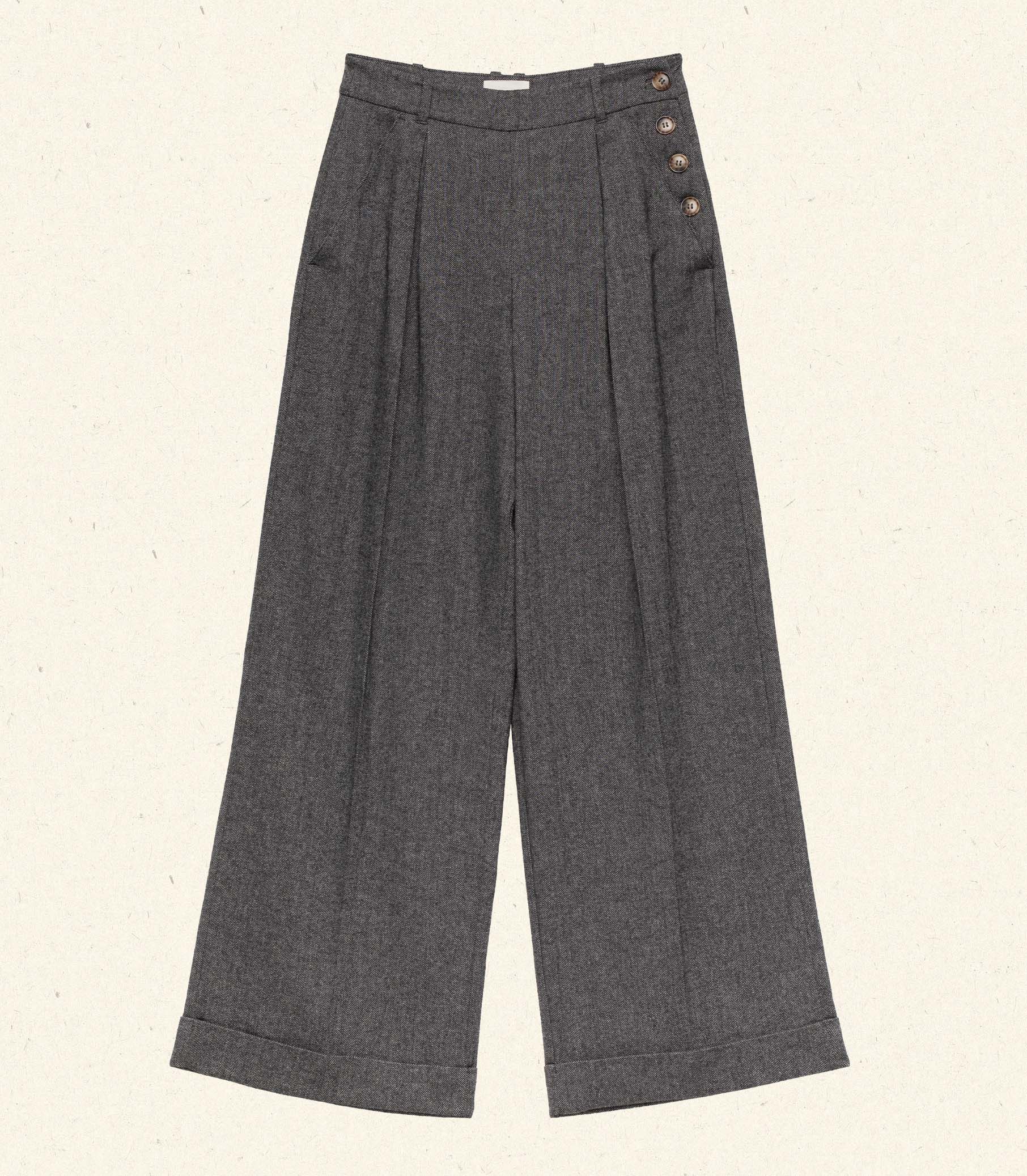 HMD -- LAWRENCE PANT -- BLACK HERRINGBONE