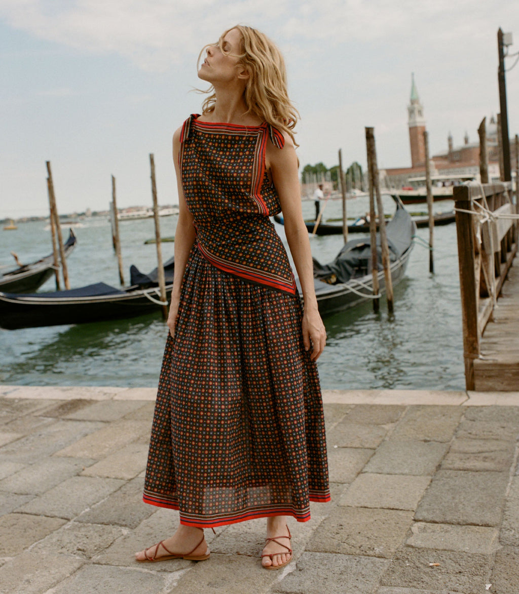 MARICETTE SKIRT -- NOIR MONTMARTRE FOULARD