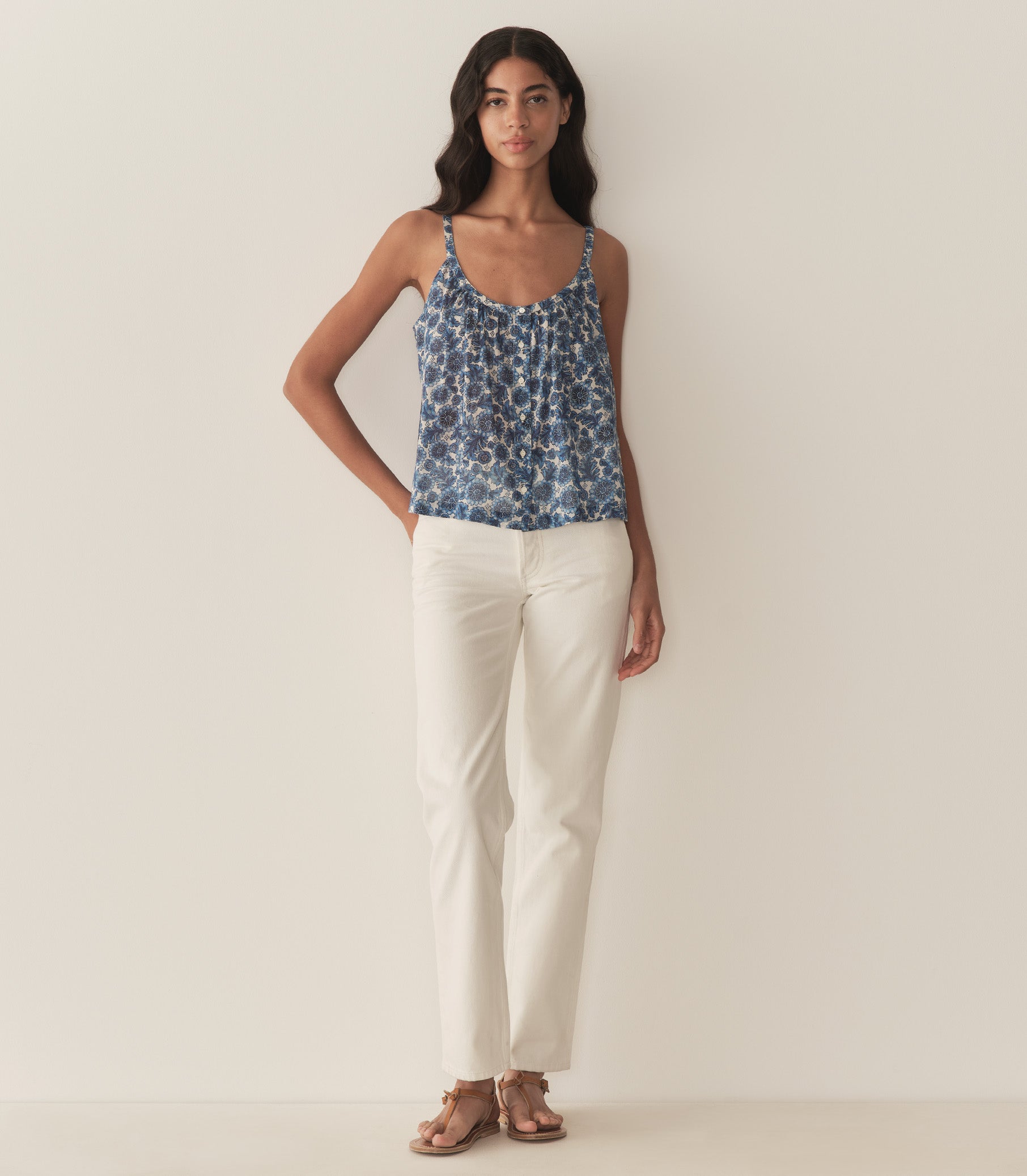 NALINA TOP -- BLEU SOLEIL FLEURIT